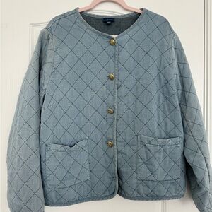 J. Jill Light Blue Quilted Utility Jacket